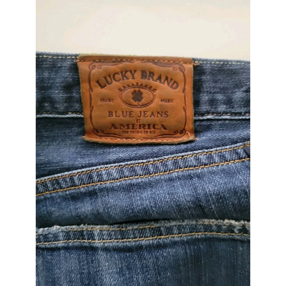 Lucky Brand‎ Mens Blue Solid Button Fly 221 Original Straight Jeans 38x34